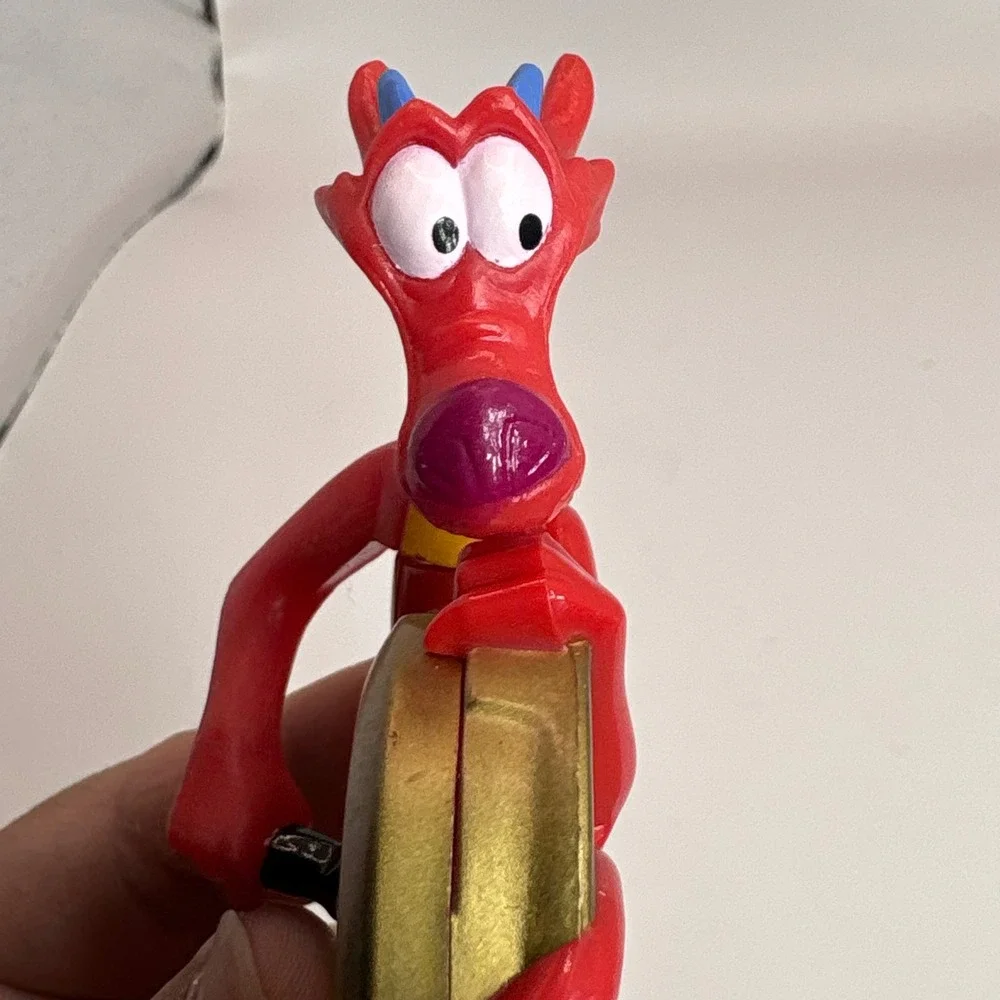 Disney Mulan Mushu Dragon with Gong Figure McDonalds Toy‎ Collectible Red